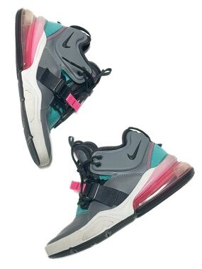 Nike Air Force 270 Grey Jade Sneakers Retro 80s Pink / Teal High Top Trainers